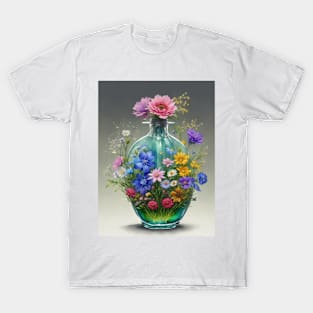 Glass bottle with flowers T-Shirt